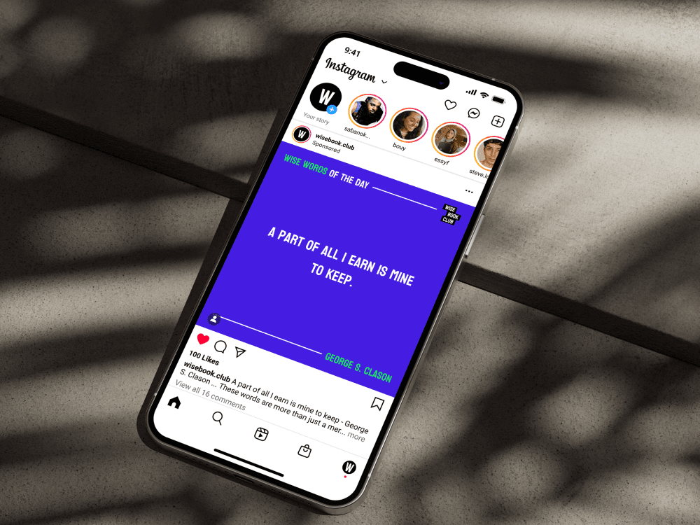 Iphone with instagram post on screen